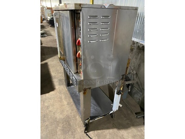 American Range MSD-2-GL Majestic Stainless Steel Commercial  Natural Gas Powered Full Size Convection Oven w/ View Through Door, Solid Door, Metal Oven Racks and Thermostatic Controls on Commercial Casters! Working When Removed! - Image 2 of 6