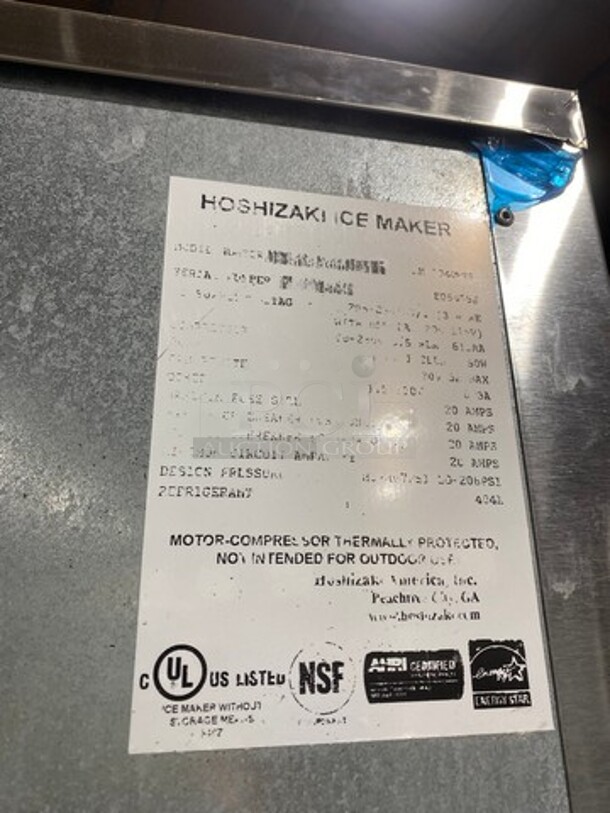 Hoshizaki Commercial Ice Maker Machine! With Commercial Ice Bin! All Stainless Steel! On Legs! 2x Your Bid Makes One Unit!  - Image 6 of 9