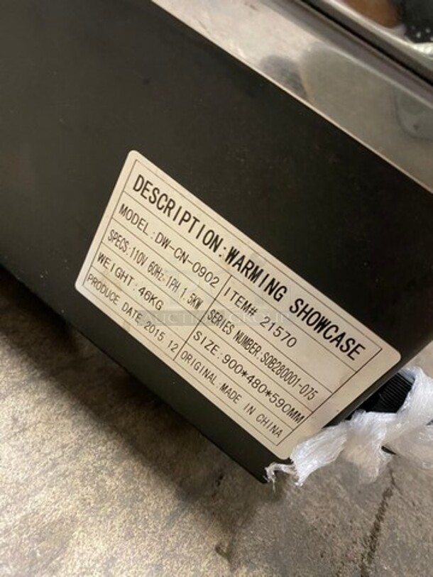 2015 Commercial Countertop Heated Food Warming Display Case! Glass All Around Showcase Style! With Access Doors! Model: DWCN0902 SN: S0B280001075 110V60HZ 1 Phase - Image 6 of 7