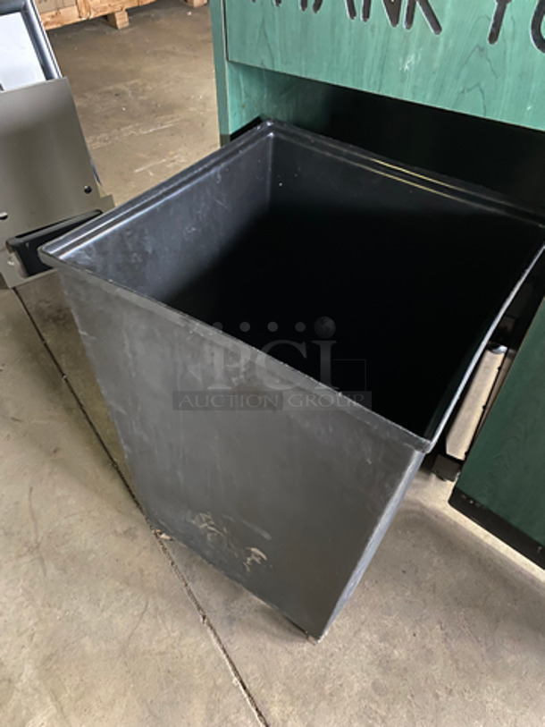 Green Wooden Pattern Trash Can Shell! With Trash Deposit Flap, Front Door And Black Poly Trash Bin! - Image 5 of 6