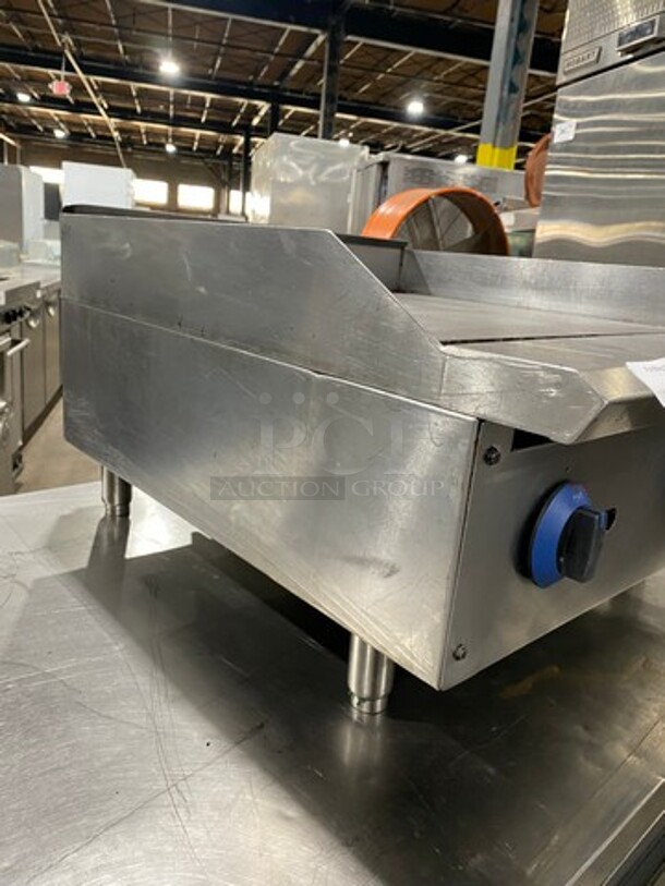 Wow! Star Pro Max Commercial Countertop Natural Gas Powered Flat Top Griddle! With Back And Side Splashes! All Stainless Steel! On Small Legs! Working When Removed!  - Image 2 of 7