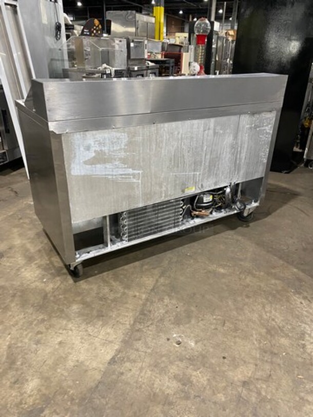 Commercial Refrigerated Mega Top Sandwich Prep Table! With 2 Door Storage Space Underneath! Poly Coated Racks! All Stainless Steel! On Casters! Model: SPE6016 SN: 10904853 115V 60HZ 1 Phase - Image 3 of 9