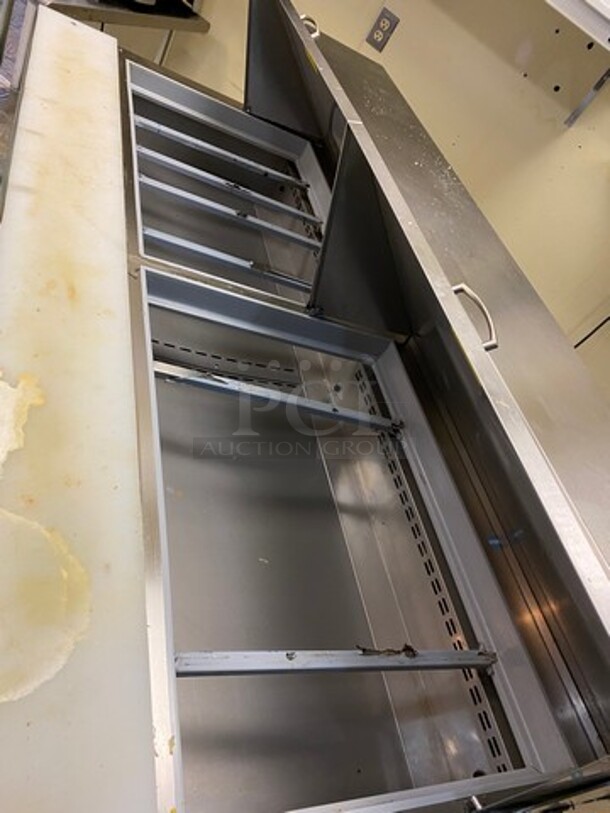 LATE MODEL! 2022 Asber Commercial Refrigerated Sandwich Prep Table! With Commercial Cutting Board! With 3 Door Underneath Storage Space! All Stainless Steel! On Casters! WORKING WHEN REMOVED! Model: APTM7230HC SN: 8102495185 115V 60HZ 1 Phase - Image 8 of 9