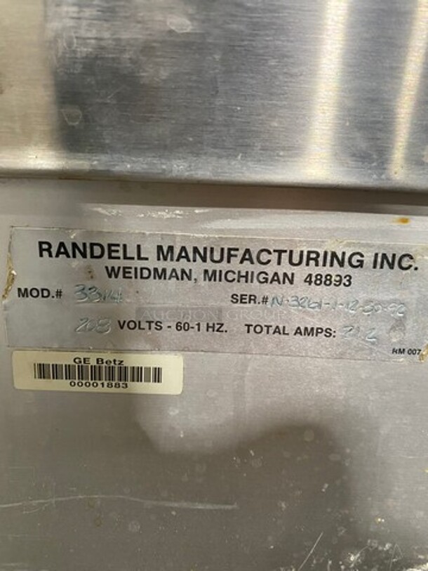 NICE! Randell Commercial Electric Powered 4 Well Steam Table! With Overhead Shelf! With Storage Space Underneath! All Stainless Steel! On Legs! Model: 3314 SN: N32611123092 208V 60HZ 1 Phase - Image 10 of 11