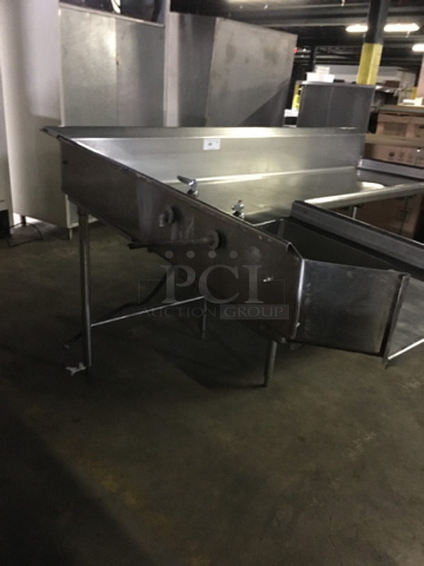GREAT FIND! All Stainless Steel Single Bay Hand Sink/ Worktable! With Backsplash! With Handles! With Underneath Storage Space! On Legs! Can Connect To Operating Dishwasher! - Image 3 of 8
