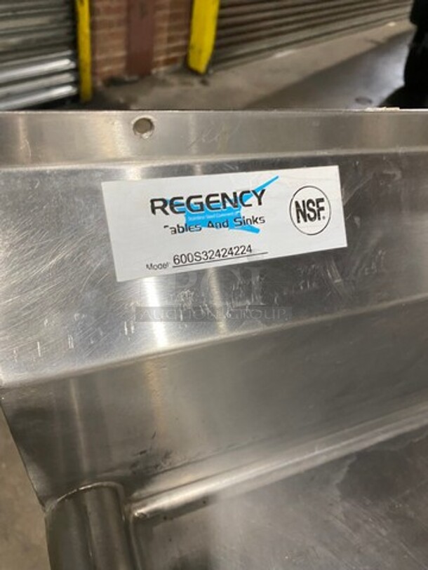 Regency Commercial 3 Compartment Dish Washing Sink! With Dual Side Drain Board! With Back Splash! All Stainless Steel! On Legs! Model: 600S32424224 - Image 9 of 9