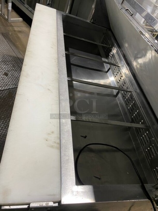 Avantco Commercial Refrigerated Sandwich Prep Table! With Commercial Cutting Board! With Double Over Head Shelf! With 3 Door Underneath Storage Space! Poly Coated Racks! All Stainless Steel! On Casters! Model: 178SSPT71MHC SN: 6720420319041307 115V - Image 8 of 10