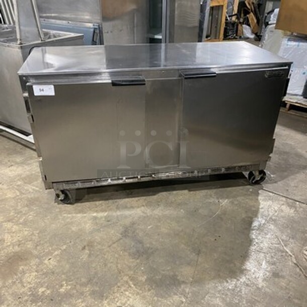 Beverage Air Commercial 2 Door Lowboy/ Worktop Cooler! Stainless Steel! On Casters! Model: UCR60A SN: 7004322 115V 60HZ 1 Phase - Image 1 of 8