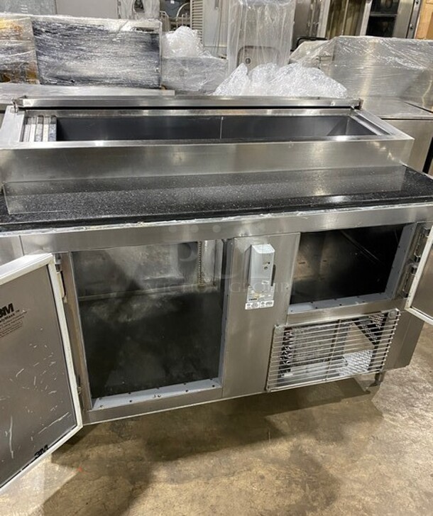 Custom Cool Stainless Steel Pizza Prep Table With 2 Door Underneath Storage! On Legs! - Image 5 of 11
