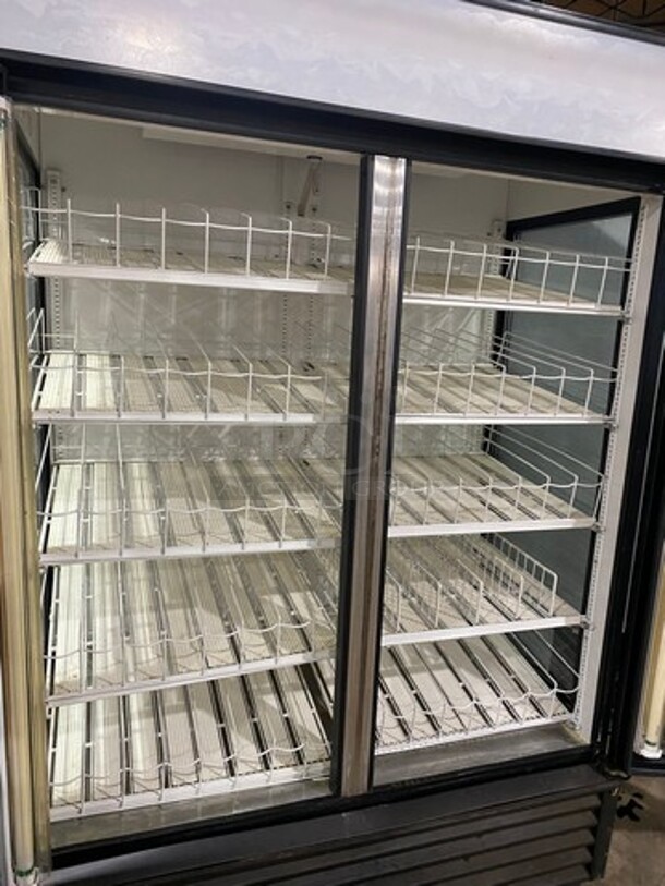 NICE! True Commercial 2 Door Reach In Cooler Merchandiser! With View Through Doors And Sides! With Poly Beverage Racks! Model: GEM49 SN: 14438952 115V 60HZ 1 Phase - Image 5 of 10