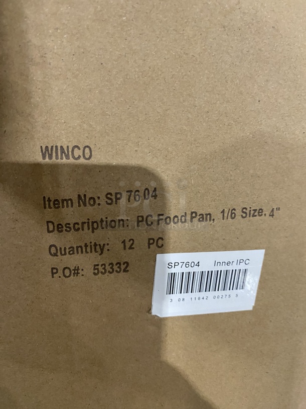 (x12) NEW! WINCO Food Pan 1/6 size 4" MODEL: SP7604 12X Your Bid! - Image 2 of 7