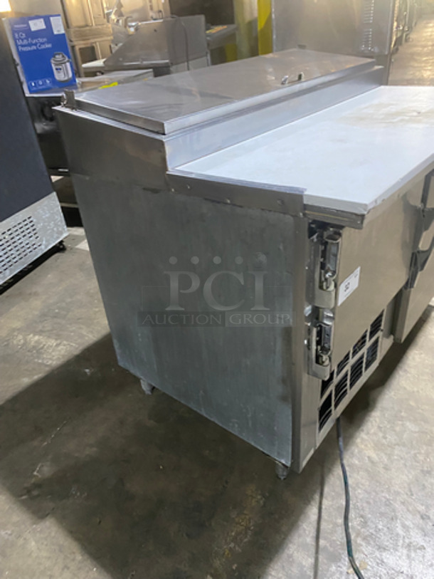 Leader Commercial Refrigerated Pizza Prep Table! With Commercial Cutting Board! With 2 Door Underneath Storage Space! All Stainless Steel! On Legs! - Image 3 of 8