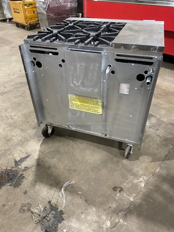 Garland Commercial Natural Gas Powered 4 Burner Stove With Hot Plate! with Oven Underneath! All Stainless Steel! On Casters! - Image 3 of 11