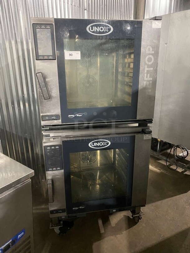 Unox Commercial Double Stacked Natural Gas Powered Combi Convection Oven! On Casters! 120V! Model: XAVC-06FS-GPL SN: 2016K0083152! 2X Your Bid, Makes One Unit! - Image 1 of 10