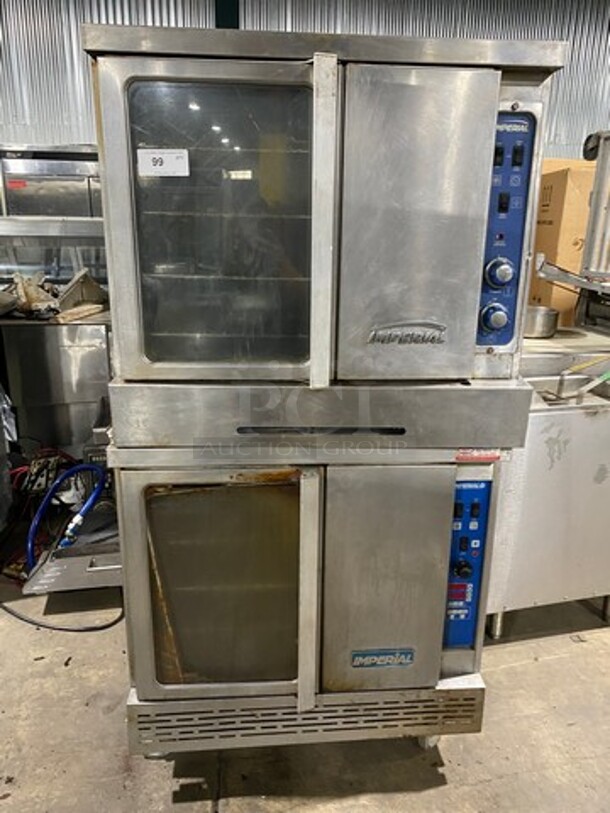 Imperial Commercial Natural Gas Powered Double Deck Convection Oven! With View Through Doors! Metal Oven Racks! All Stainless Steel! 2x Your Bid Makes One Unit!