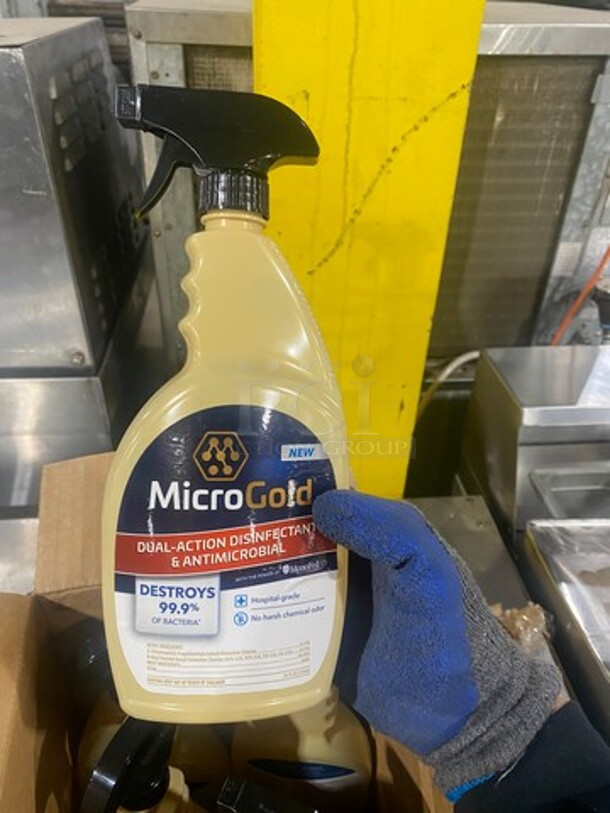 NEW! IN THE BOX! Micro Gold Dual Action Disinfectant And Antimicrobial Spray! 6 Bottles Per Box, 1 Box Per Item Number! - Image 3 of 6