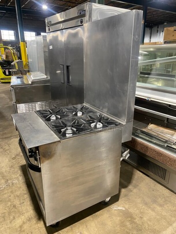 Southbend Commercial Natural Gas Powered 4 Burner Stove! With Raised Back Splash! With Oven Underneath! All Stainless Steel! On Casters! - Image 3 of 9