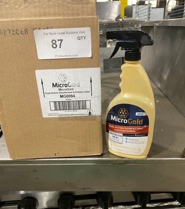 NEW! IN THE BOX! Micro Gold Dual Action Disinfectant And Antimicrobial Spray! 6 Bottles Per Box, 1 Box Per Item Number! - Image 1 of 1