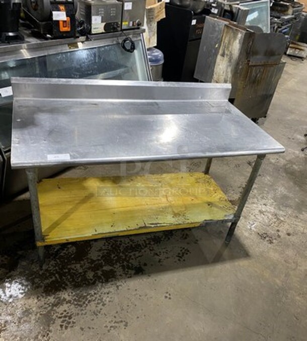 Solid Stainless Steel Work Top/ Prep Table! With Storage Space Underneath! On Legs! - Item #1097190