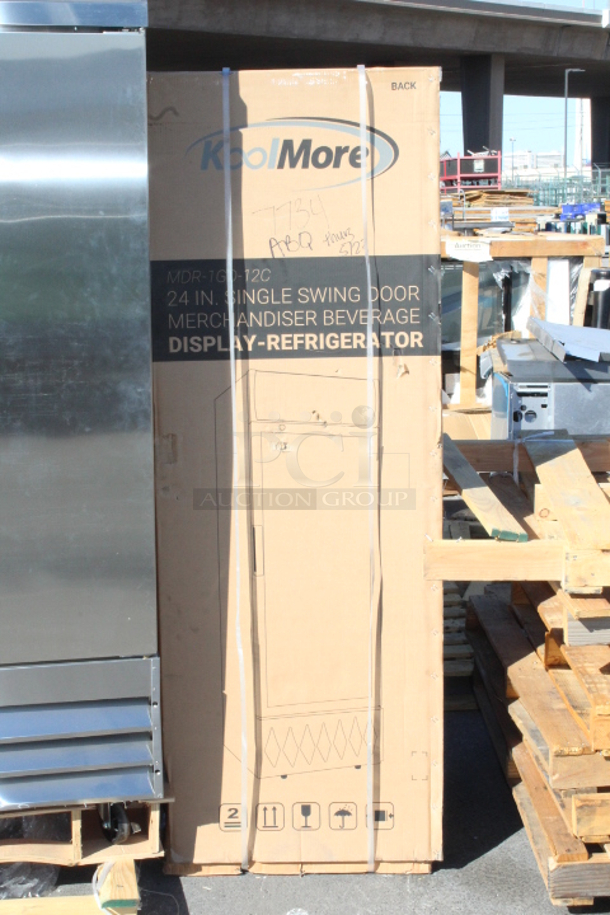 BRAND NEW SCRATCH & DENT! IN THE ORIGINAL BOX!! Koolmore MDR-1GD-12C. 24 in. One-Door Merchandiser Refrigerator - 12 Cu Ft. 	24x24x72	 - Image 2 of 2