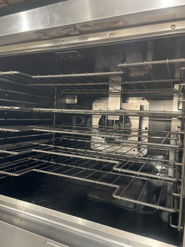 Vulcan Commercial Natural Gas Powered Double Deck Convection Oven! All Stainless Steel! With Metal Oven Racks! On Casters! Model: VC4GD-SEFCCC5 SN: 482010970! 2X Your Bid Makes One Unit!  - Image 6 of 10