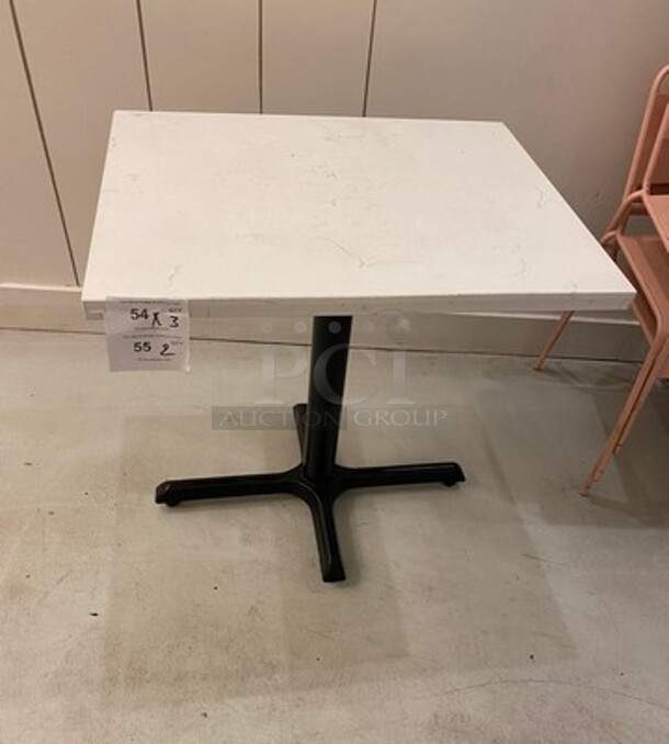 NICE! Marble Pattern Top Square Table! With Black Metal Base! 2x Your Bid! - Image 1 of 6