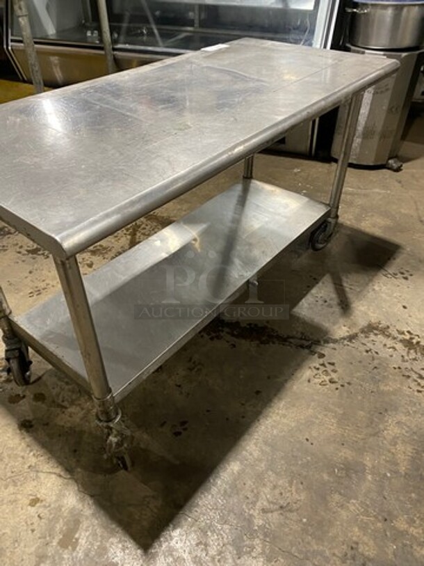 Solid Stainless Steel Work Top/ Prep Table! With Storage Space Underneath! On Casters! - Image 3 of 6