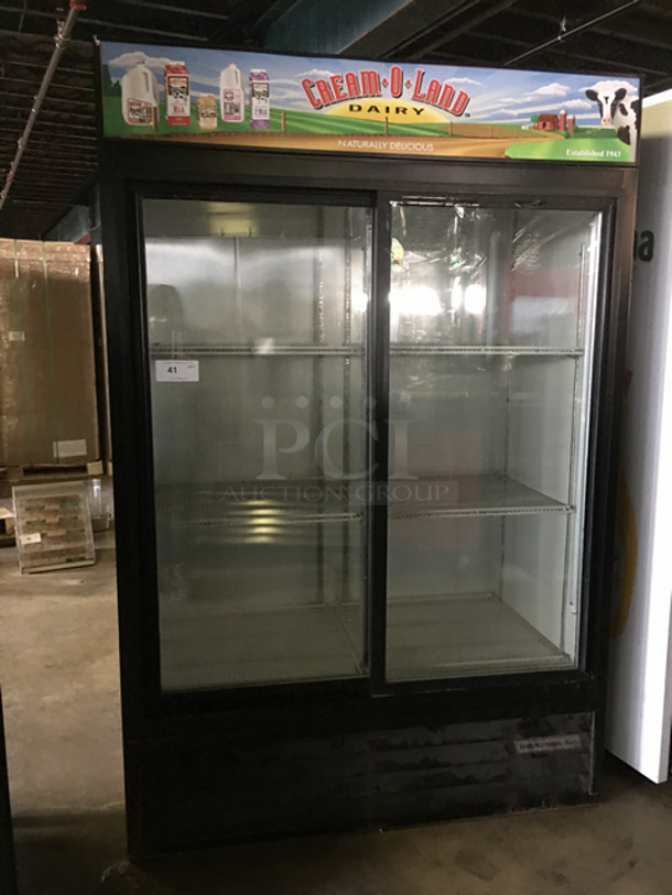 Beverage Air Commercial Refrigerated 2 Door Reach In Display Case Merchandiser! With View Through Sliding Doors! With Poly Coated Racks! Model: MT45 115V 60HZ 1 Phase