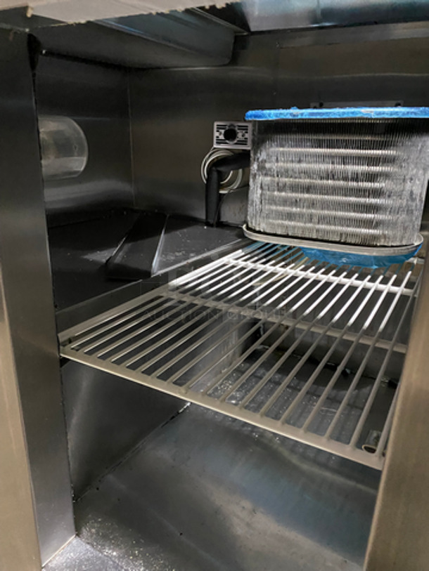 Leader Commercial Refrigerated Sandwich Prep Table! With 2 Door Underneath Storage Space! With Poly Coated Racks! With Commercial Cutting Board! All Stainless Steel! On Casters! Model: LM36 SN: PW08M1412 115V 60Hz 1 Phase - Image 6 of 10