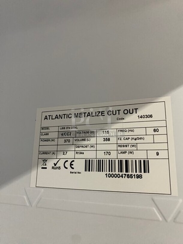  NEW! IN THE BOX! Atlantic Commercial Single Door Reach In Cooler Merchandiser! With View Through Door! Poly Coated Racks! Model: USS374DTKL SN: 100004765198 115V 60HZ 1 Phase - Image 8 of 9