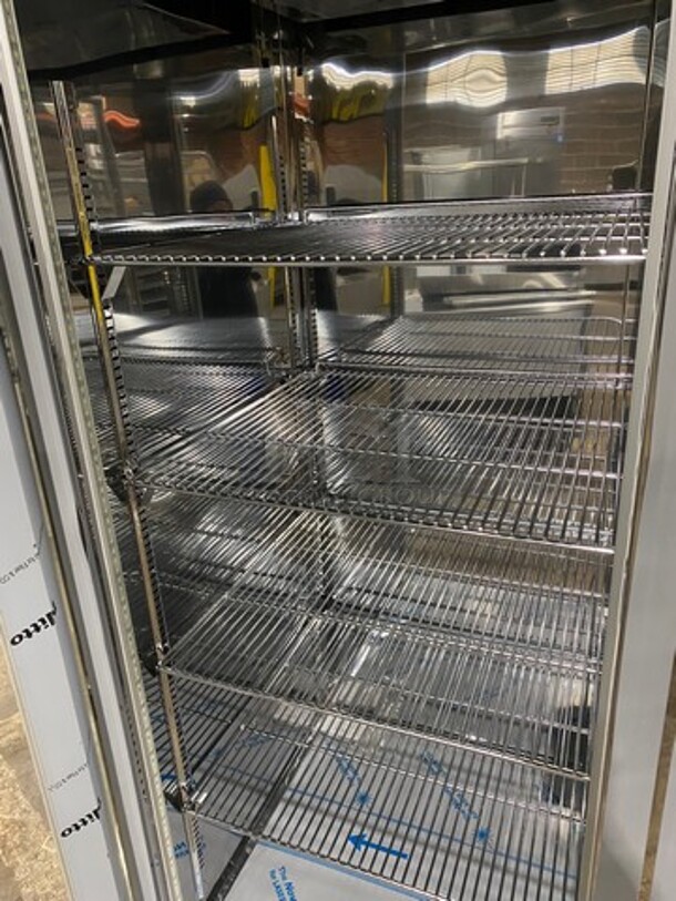 COOL! NEW! OUT OF THE BOX! SLK Commercial 2 Door Reach In Freezer Merchandiser! With View Through Doors! With Racks! All Stainless Steel! Model: SB147V SN: 1812000039 110V - Image 6 of 10
