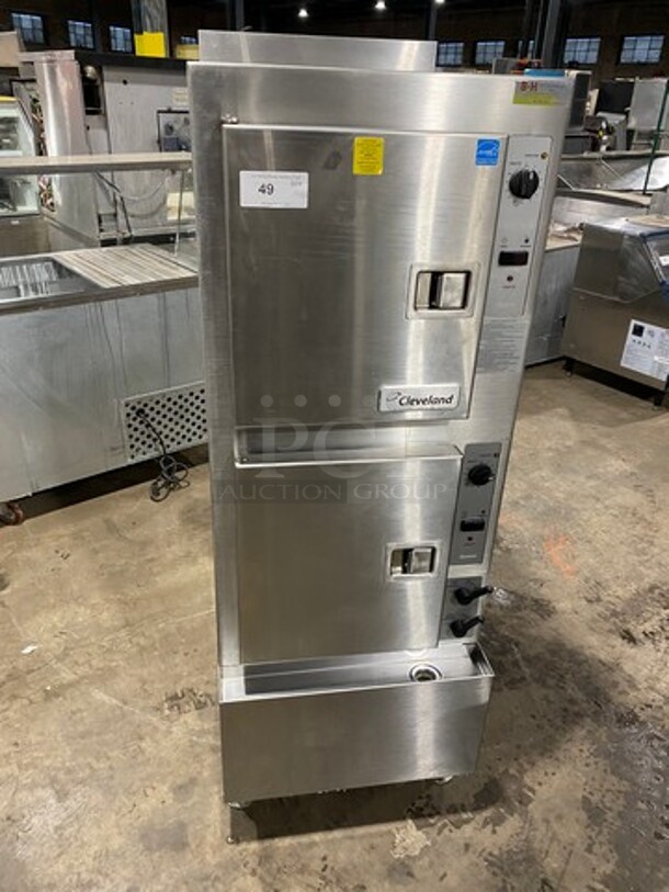 Cleveland Commercial Natural Gas Powered Dual Cabinet Steamer! All Stainless Steel! On Legs! Model: 24CGA10.2ES SN: 1409230001278