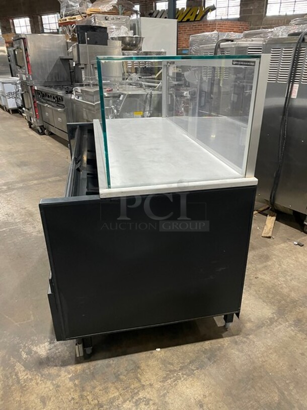 NICE! Structural Concepts Starbucks Style Refrigerated Open Grab-N-Go Display Case! With Glass Enclosed Merchandiser Showcase On Top! On Legs! 220V 1 Phase! Model: SBZ6652DR SN: 1034517 KU323310! Working When Removed!
 - Image 3 of 10
