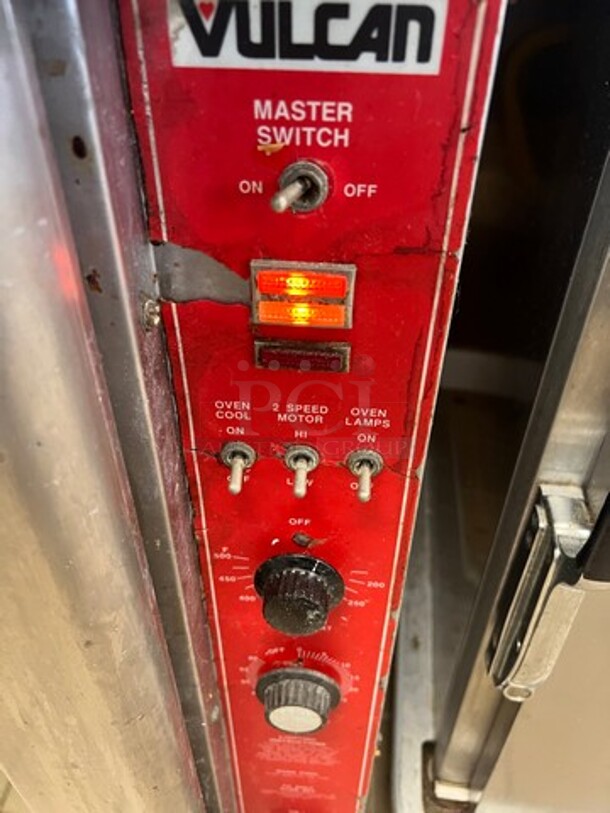 Vulcan Commercial Natural Gas Powered Double Deck Convection Oven! With View Through Doors! Metal Oven Racks! All Stainless Steel! On Legs! 2x Your Bid Makes One Unit! WORKING WHEN REMOVED! - Image 7 of 8