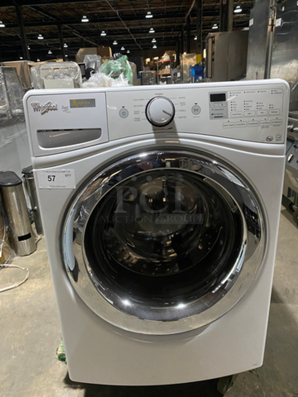 White Whirlpool Duet Washer! Front Load! With Many Washer Settings! Model: WFW8740DW1 SN: C62251561! Working!