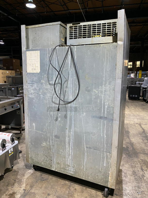 COOL! Traulsen 2 Door Reach In Freezer Unit! With Poly Coated Racks! All Stainless Steel! On Casters! Model: G22010 SN: TT50688J13 115V 60HZ 1 Phase! Works Great!  - Image 4 of 11