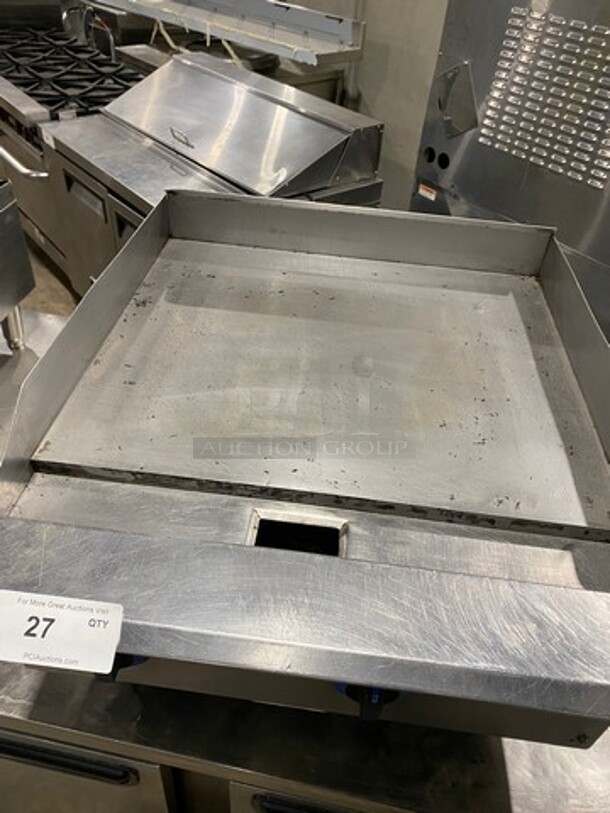Commercial Countertop Natural Gas Powered Flat Top Griddle! With Back And Side Splashes! All Stainless Steel! On Small Legs! - Image 5 of 7