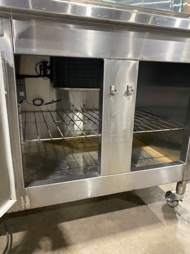 ALL Stainless Steel Commercial Refrigerated Food Serving Station Counter/Cold Pan! With Sneeze Guard! With 2 Door Storage Space Underneath!  On Casters! 120V 1Phase! - Image 6 of 8
