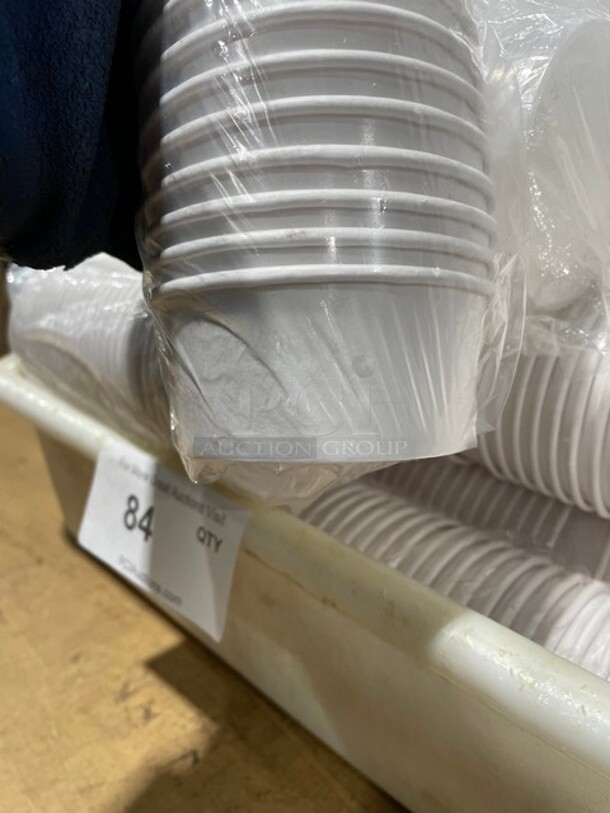 NEW! Lot Of White Paper Frozen Yogurt/Food Cups! With Lids! All One Money! - Image 7 of 8