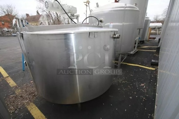 Chester-Jensen Batch Stainless Steel Commercial Floor Style 500 Gallon Jacketed Mix Tank w/ Hinge Lid. - Image 6 of 12