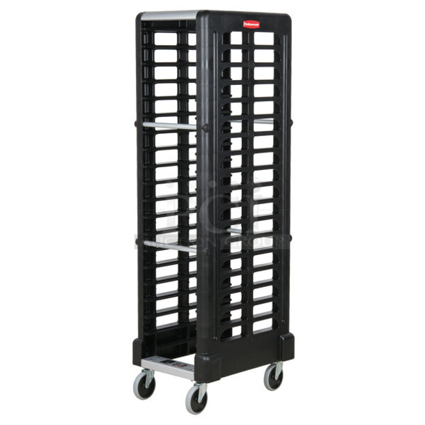 BRAND NEW SCRATCH & DENT! Rubbermaid FG331700BLA ProServe 18 Pan Black Max System End Load Steam Table Pan Rack - Unassembled - Image 1 of 3