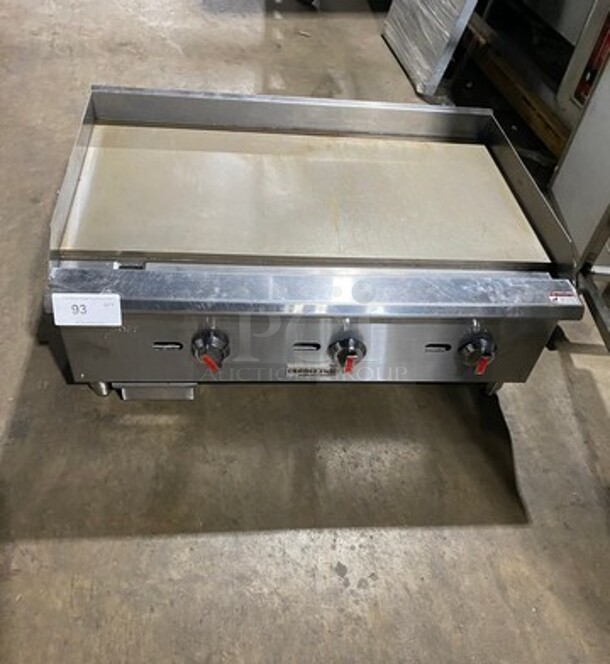LATE MODEL! 2021 Cookline Commercial Countertop Natural Gas Powered Flat Top Griddle! With Back And Side Splashes! All Stainless Steel! On Small Legs! WORKING WHEN REMOVED! - Image 1 of 8