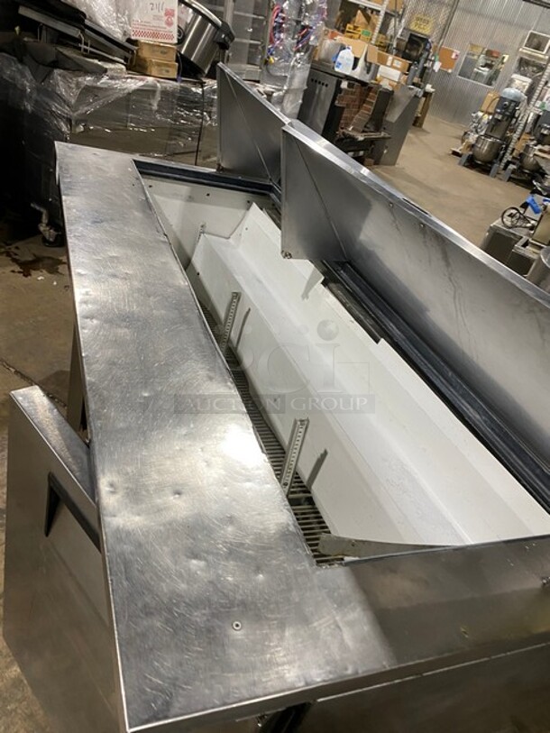 WOW! True Commercial Mega Top Refrigerated Sandwich/Salad Prep Table! All Stainless Steel! With 3 Door Refrigerated Storage Underneath! With Poly Coated Racks! On Casters! Model: TSSP72M! - Image 6 of 7