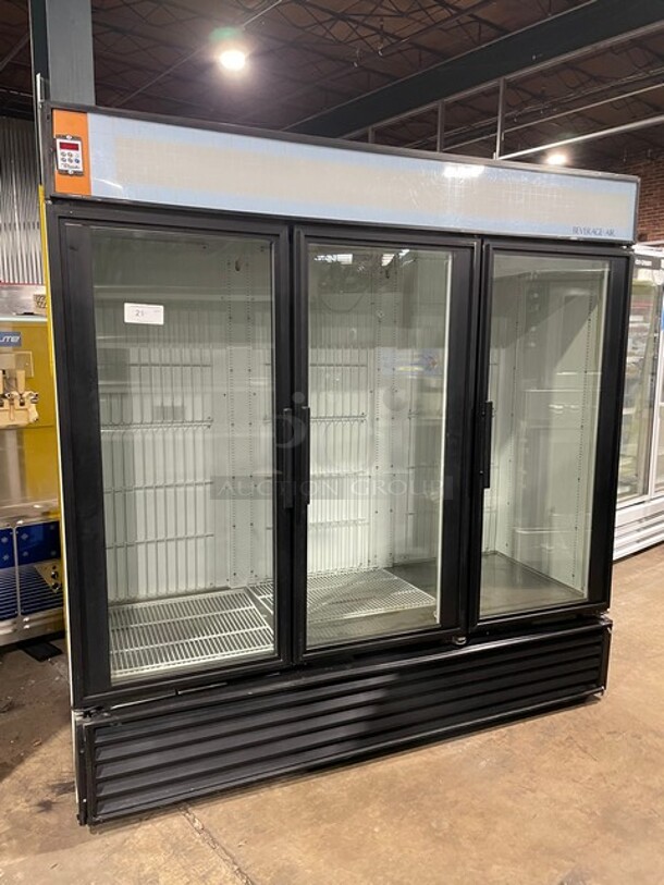 True Commercial Triple Glass Door Refrigerator Merchandiser! With Poly Coated Racks! 115V 1 Phase! Model: GDM-72 SN:1-4383488! - Image 1 of 8