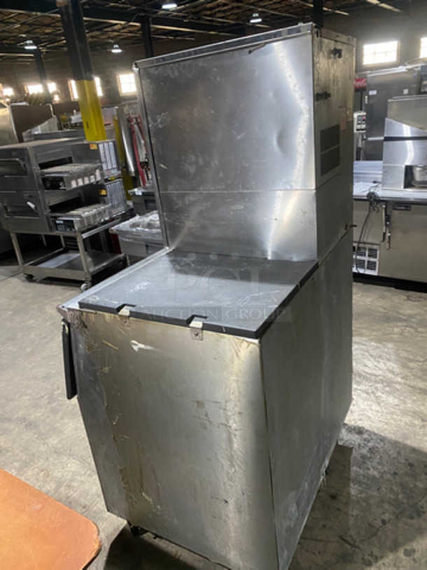 Hoshizaki Commercial Ice Making Machine! On Commercial Ice Bin! All Stainless Steel! On Legs! 2x Your Bid Makes One Unit! Model: KM500MWH SN: N11974D 115/120V 60HZ 1 Phase - Image 4 of 7