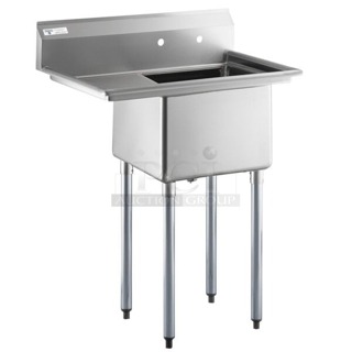 BRAND NEW SCRATCH & DENT! Steelton 38-3/4" 18-Gauge Stainless Steel One Compartment Commercial Sink with Left Drainboard - 18" x 18" x 12" Bowl 24x38-3/4x43-3/4 