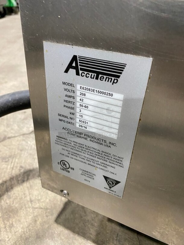 BEAUTIFUL! Accutemp Commercial Electric Powered Countertop Steamer! All Stainless Steel! Model E62083E15000250 Serial 50531! 208V 3Phase! WORKING WHEN REMOVED! - Image 7 of 8