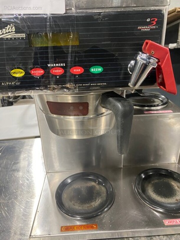Curtis Stainless Steel Commercial Countertop 3 Burner Coffee Machine! With Hot Water Dispenser and Metal Brew Basket! Model ALP3GTR12A000 Sn:10791395 120V 1Ph  - Image 5 of 8