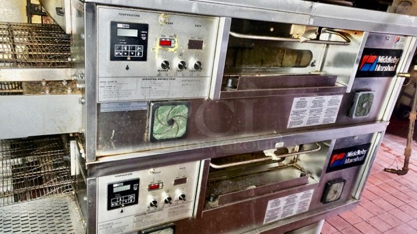 One Middleby Marshall Natural Gas Double Stack Conveyor Pizza Oven On Casters. Unable To Test. Model# PS555G. 208/240 Volt. 1 Phase. WORKING WHEN REMOVED!!! - Image 2 of 4