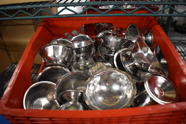ALL ONE MONEY! Tier Lot of Various Items Including Weber Drip Pans and Metal Footed Bowls - Image 2 of 6